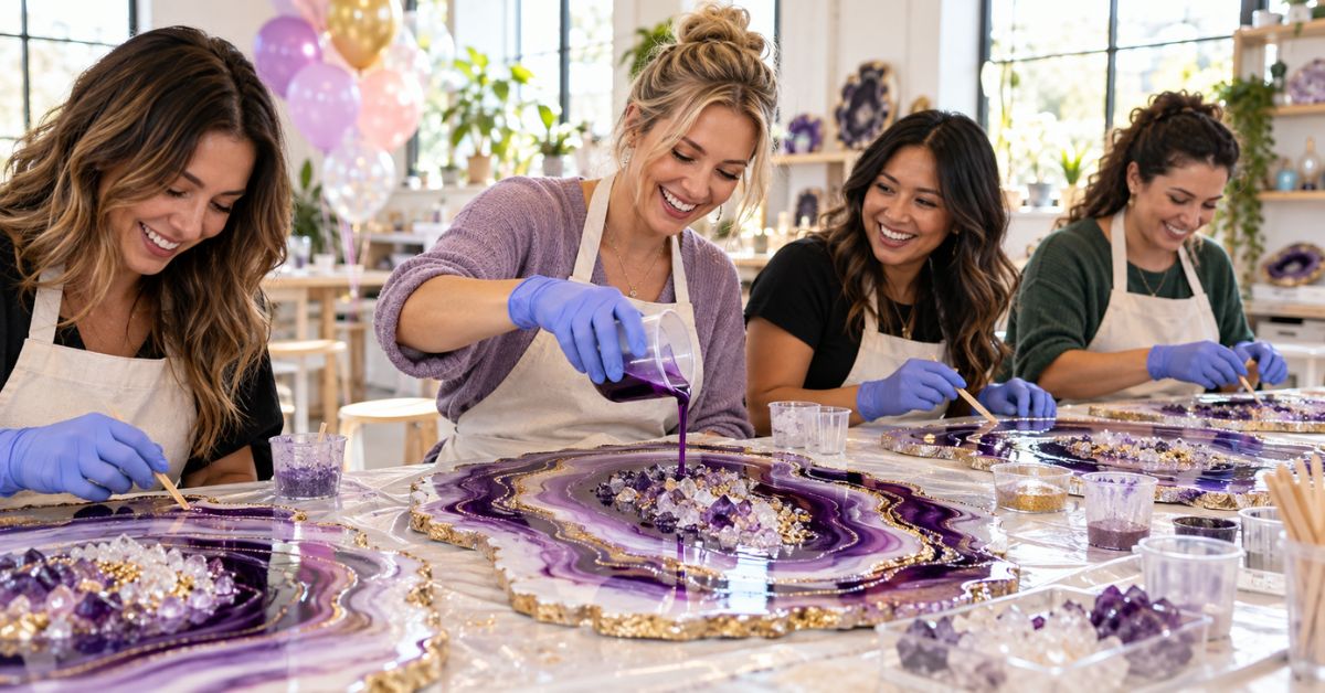 A Creative Birthday Outing: Make Geode Resin Art with Friends - Concrete Everything