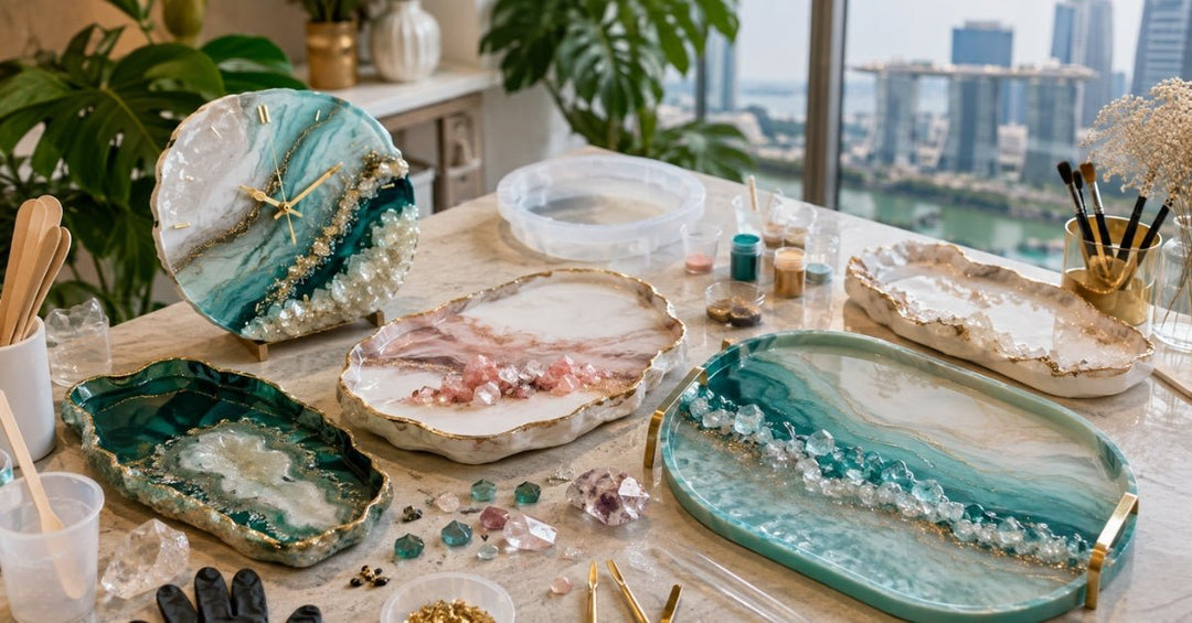 Learn to Make Geode Resin Trays and Clocks in Singapore - Concrete Everything
