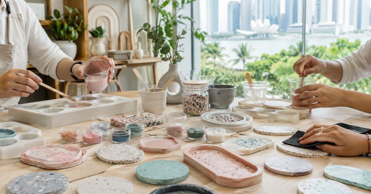 Make Your Own Jesmonite Coasters and Trinket Trays in Singapore - Concrete Everything
